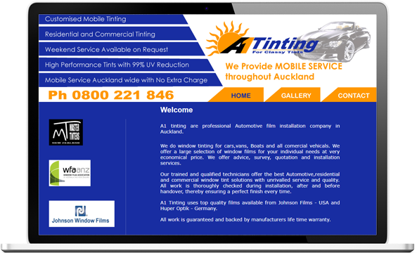 A1 Tinting website before redesign - A1 Tinting