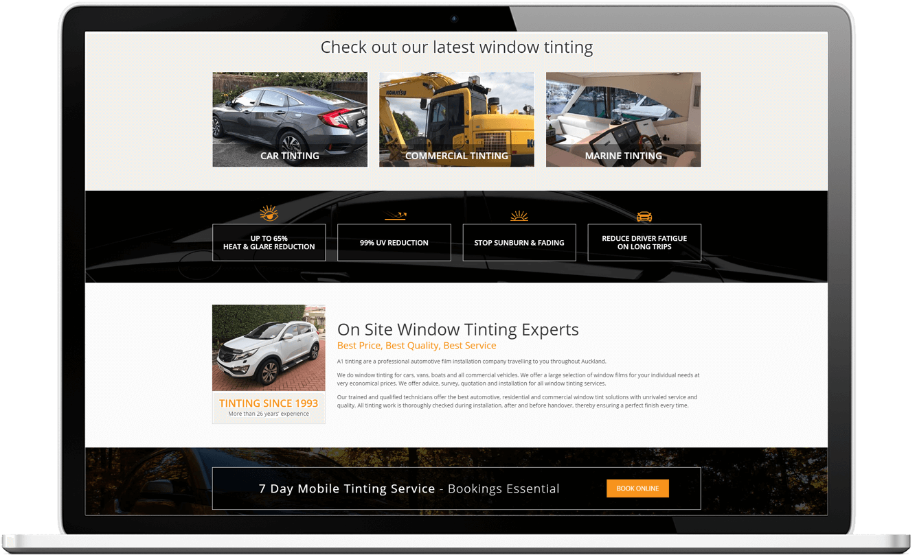 A1 Tinting website design project desktop - A1 Tinting