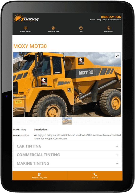 A1 Tinting A1 Tinting website design project tablet - A1 Tinting