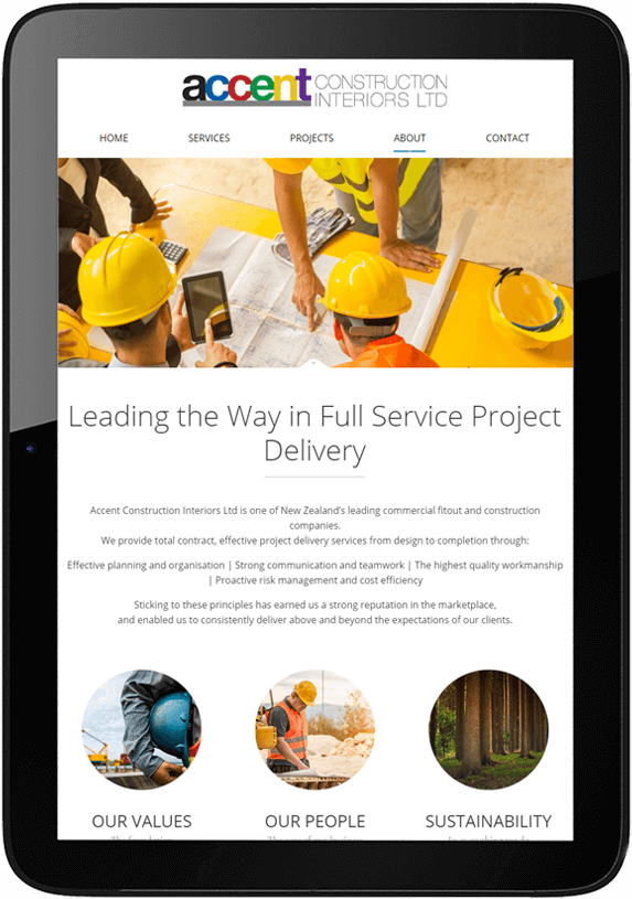 Accent Construction website redesign tablet - Accent Construction