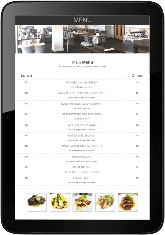 Freyberg website design tablet - The Freyberg Restaurant