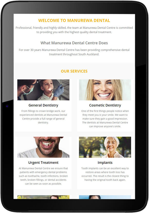 Manurewa Dental Website Design Tablet - Manurewa Dental