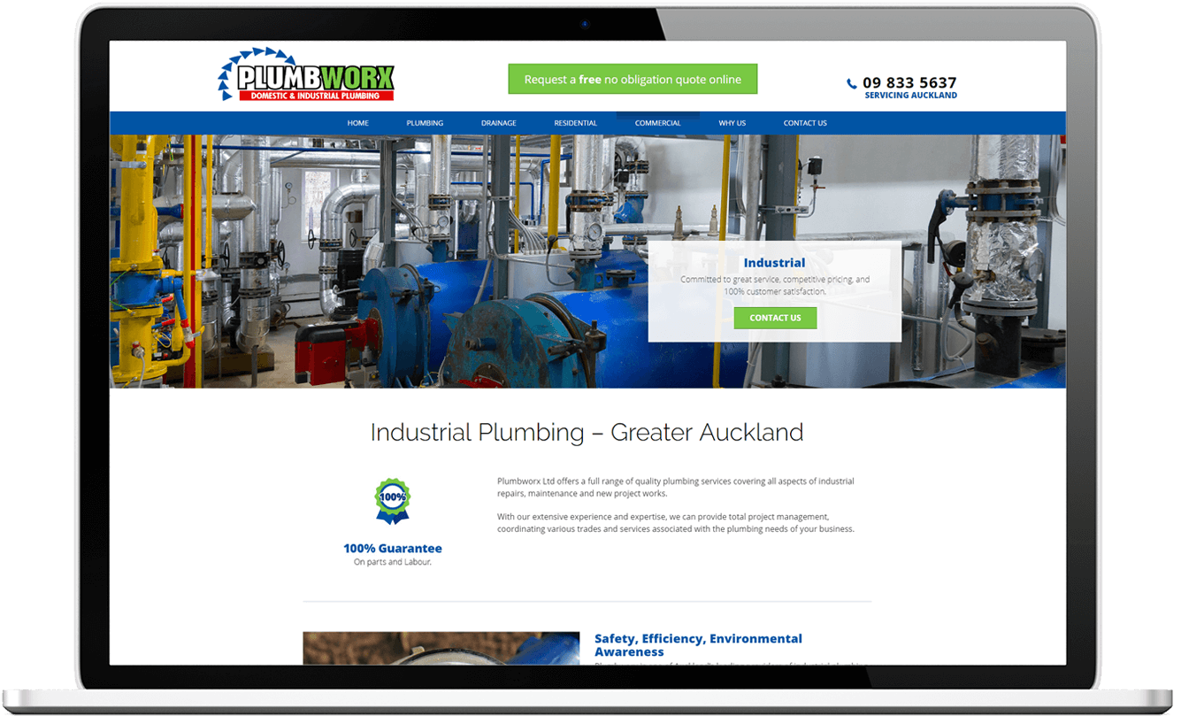 Plumbworx Websie Design Desktop - Plumbworx Website Design