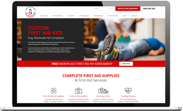 Complete First Aid Supplies Website Re-design Complete First Aid website after redesign - Complete First Aid Supplies Website Re-design