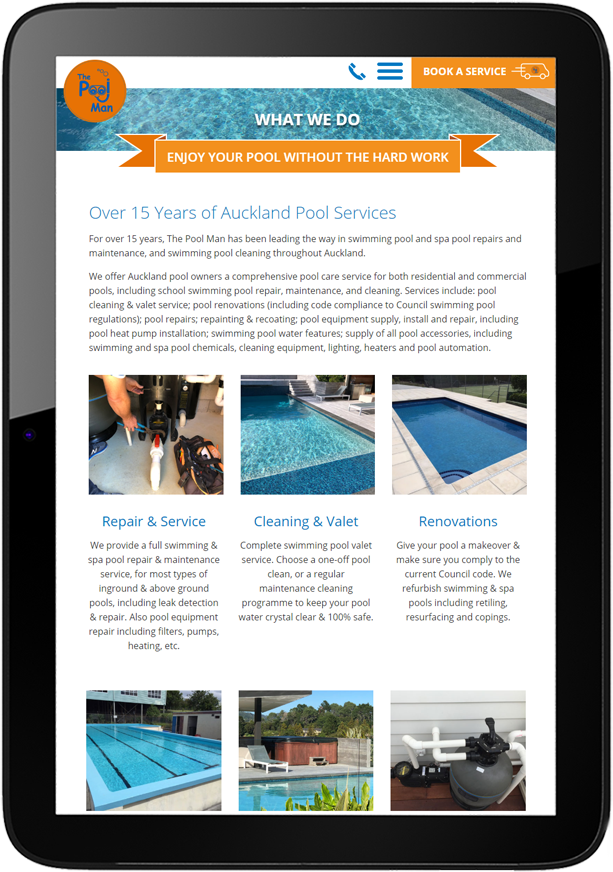 The Pool Man Website Design The Pool Man Website Design Tablet - The Pool Man Website Design
