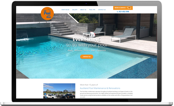 The Pool Man website after redesign - The Pool Man Website Design