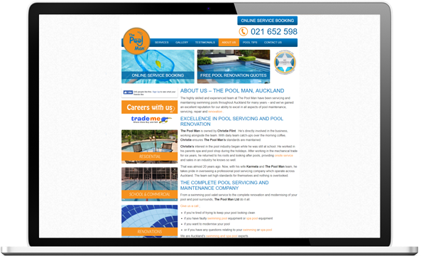 The Pool Man website before redesign - The Pool Man Website Design