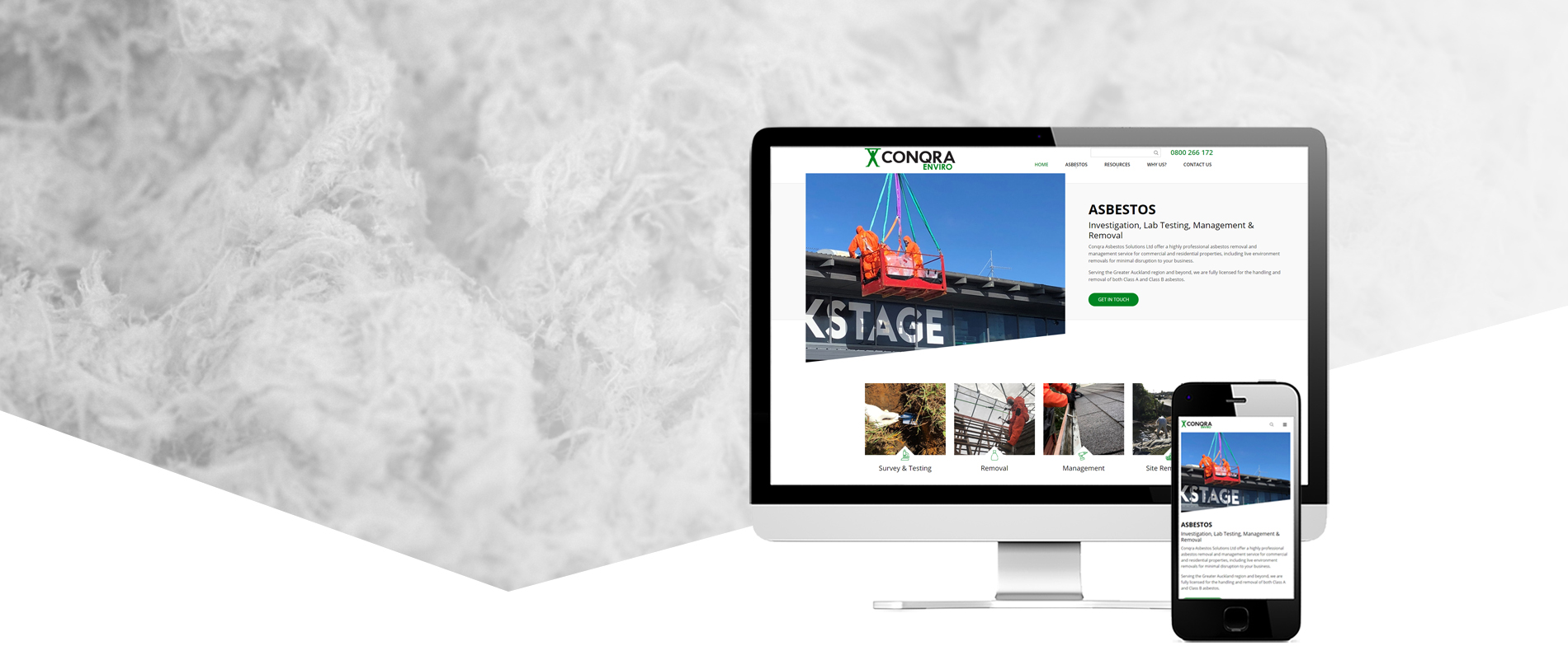 Conqra Asbestos Website Design Conqra Asbestos Project Banner - Conqra Asbestos Website Design