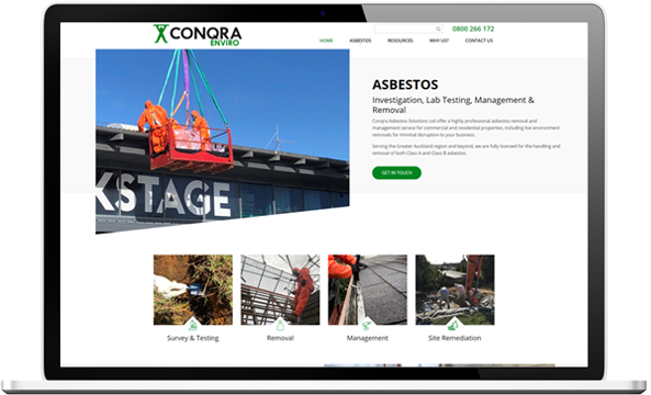 Conqra website after redesign - Conqra Asbestos Website Design