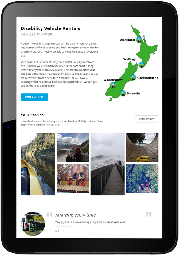 Freedom Mobility Freedom Mobility website design tablet - Freedom Mobility