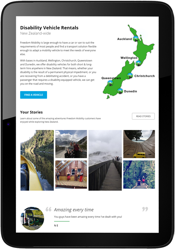 Freedom Mobility website design tablet - Freedom Mobility
