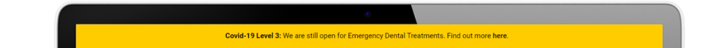 Level 3 Covid 19 banner for website example emergency dental treatment 1024x69 - Keep customers informed with a Covid-19 website banner & Social Posts