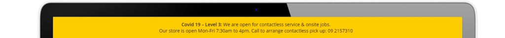 Level 3 Covid 19 website banner example contactless services and pick up 1024x78 - Keep customers informed with a Covid-19 website banner & Social Posts