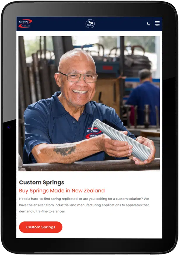 National springs website design - tablet