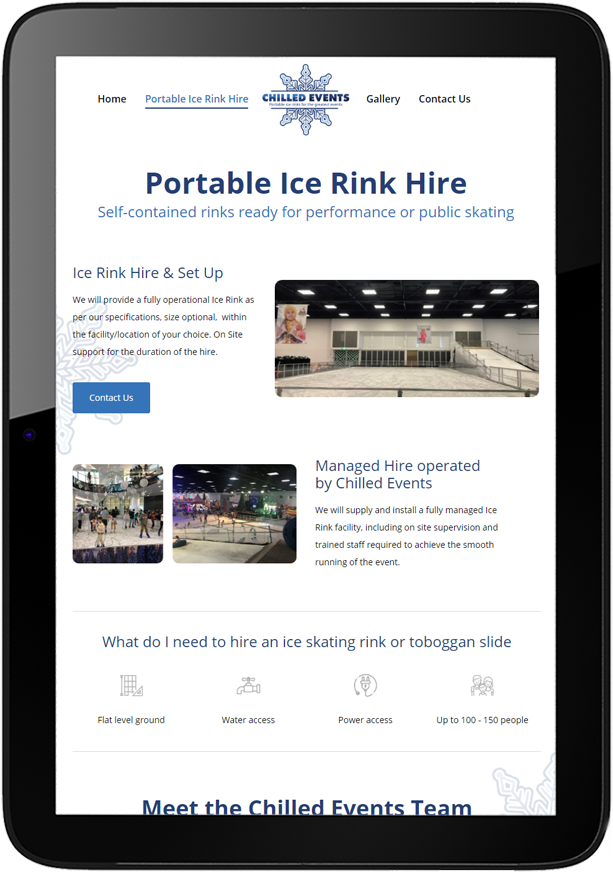 Chilled Events Website Design Tablet - Logo, Business Card & Website Design for Chilled Events