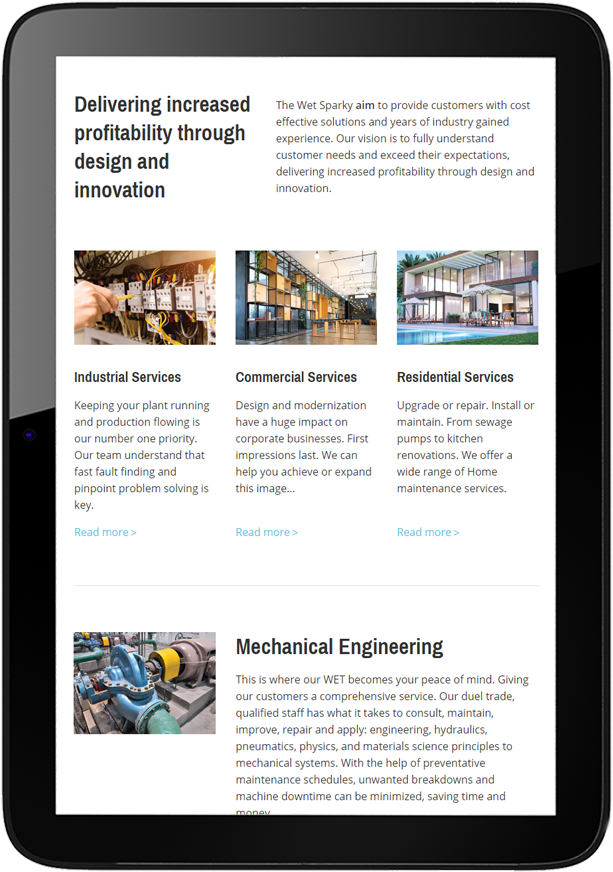 The Wet Sparky Website Design The Wet Sparky Website Design Tablet - The Wet Sparky Website Design