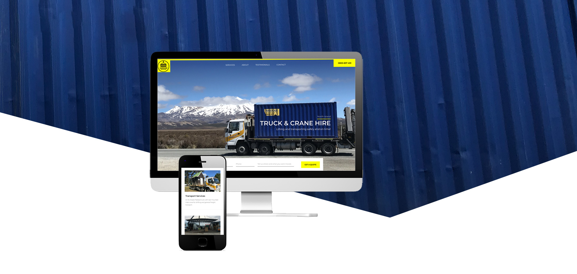 Truck and Crane Hire website project banner - Truck and Crane Hire