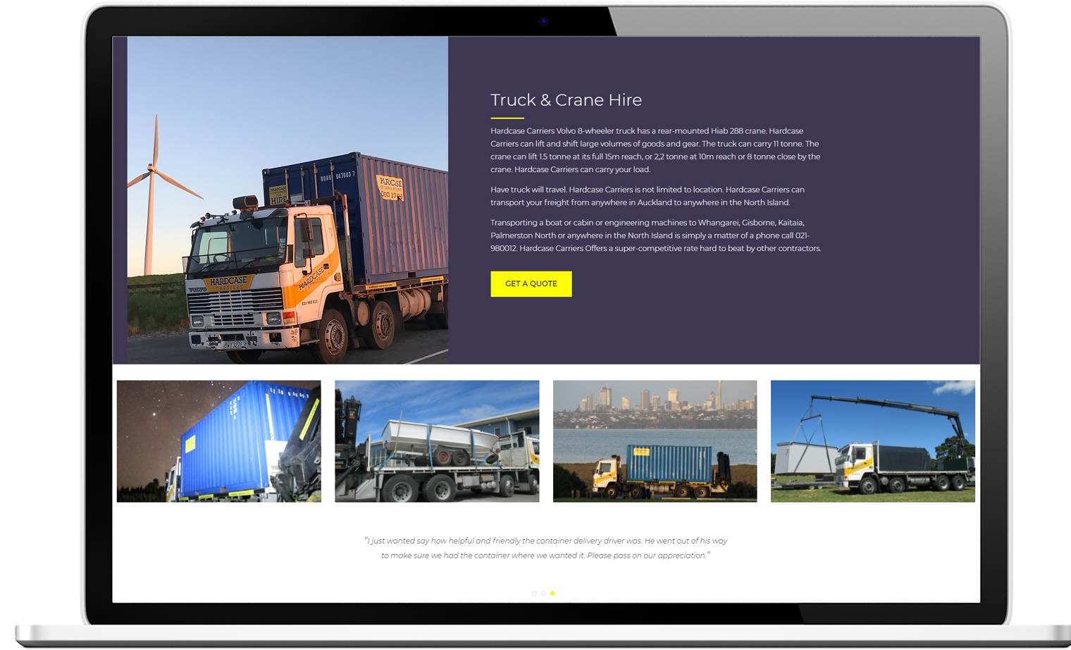 Truck and Crane Hire Truck and crane hire website design desktop - Truck and Crane Hire
