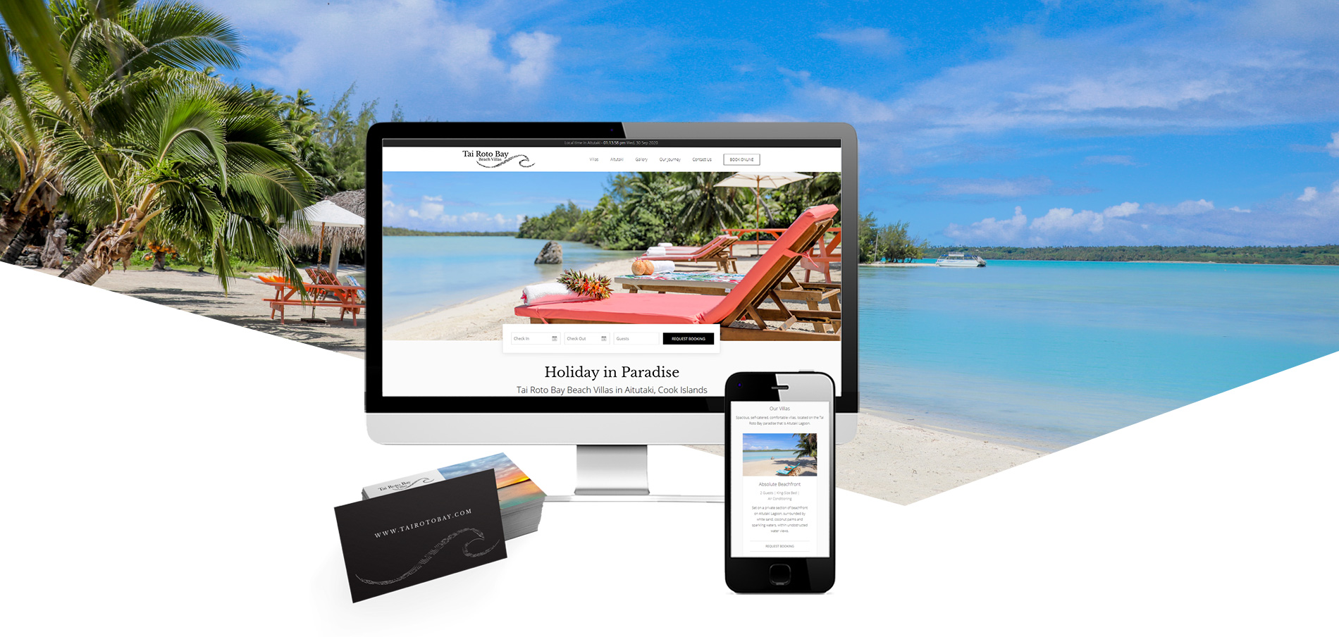 Tai Roto Bay Beach VIllas website and logo design banner - Tai Roto Bay Beach Villas