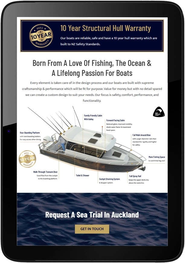 Aluka Boat Co. Aluka Website Design Tablet - Aluka Boat Co.