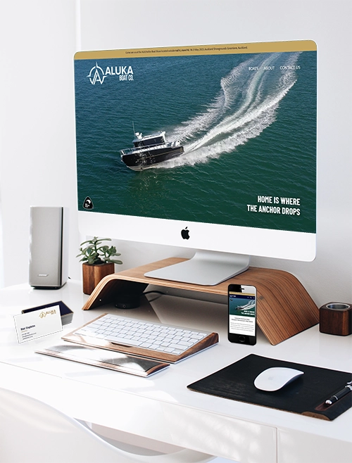 Aluka Boat Co. website and graphic design feature
