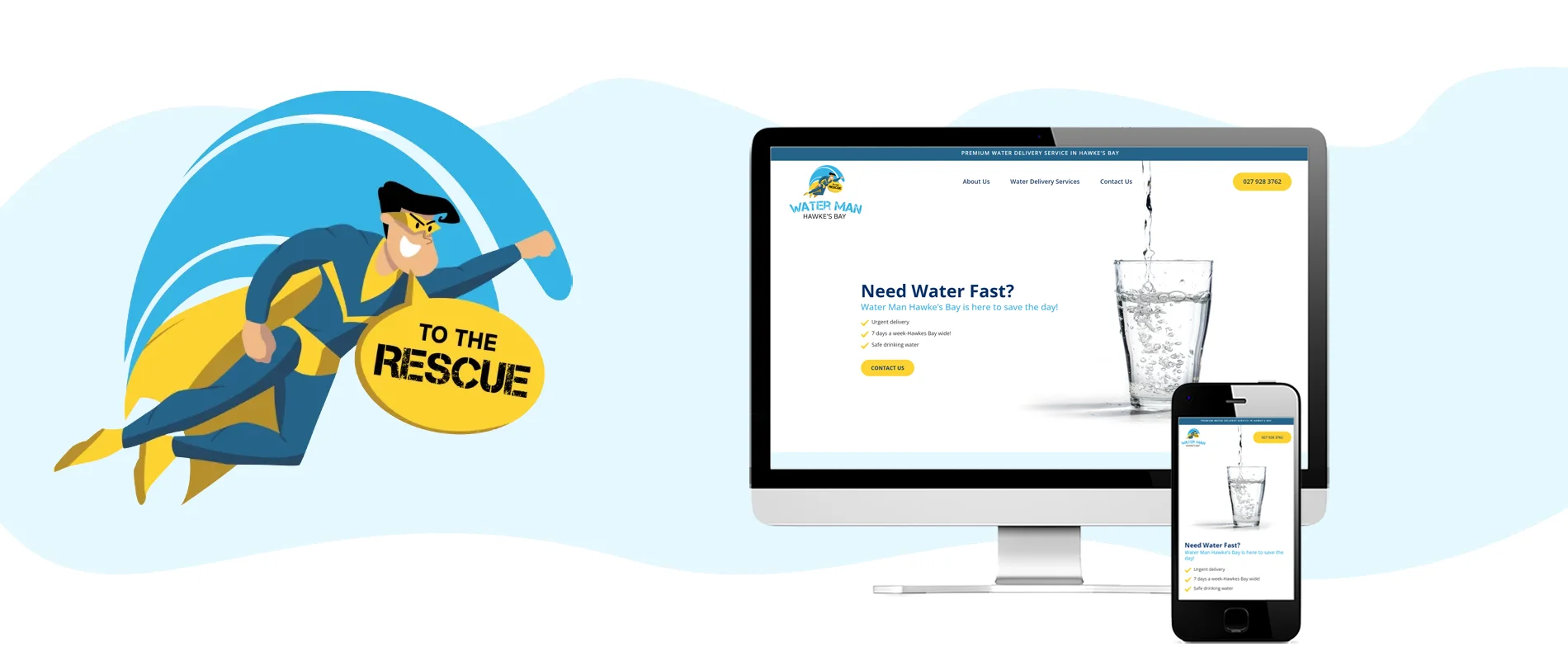 Water Man Hawkes Bay Project Banner copy - One page website for Water Man Hawke's Bay
