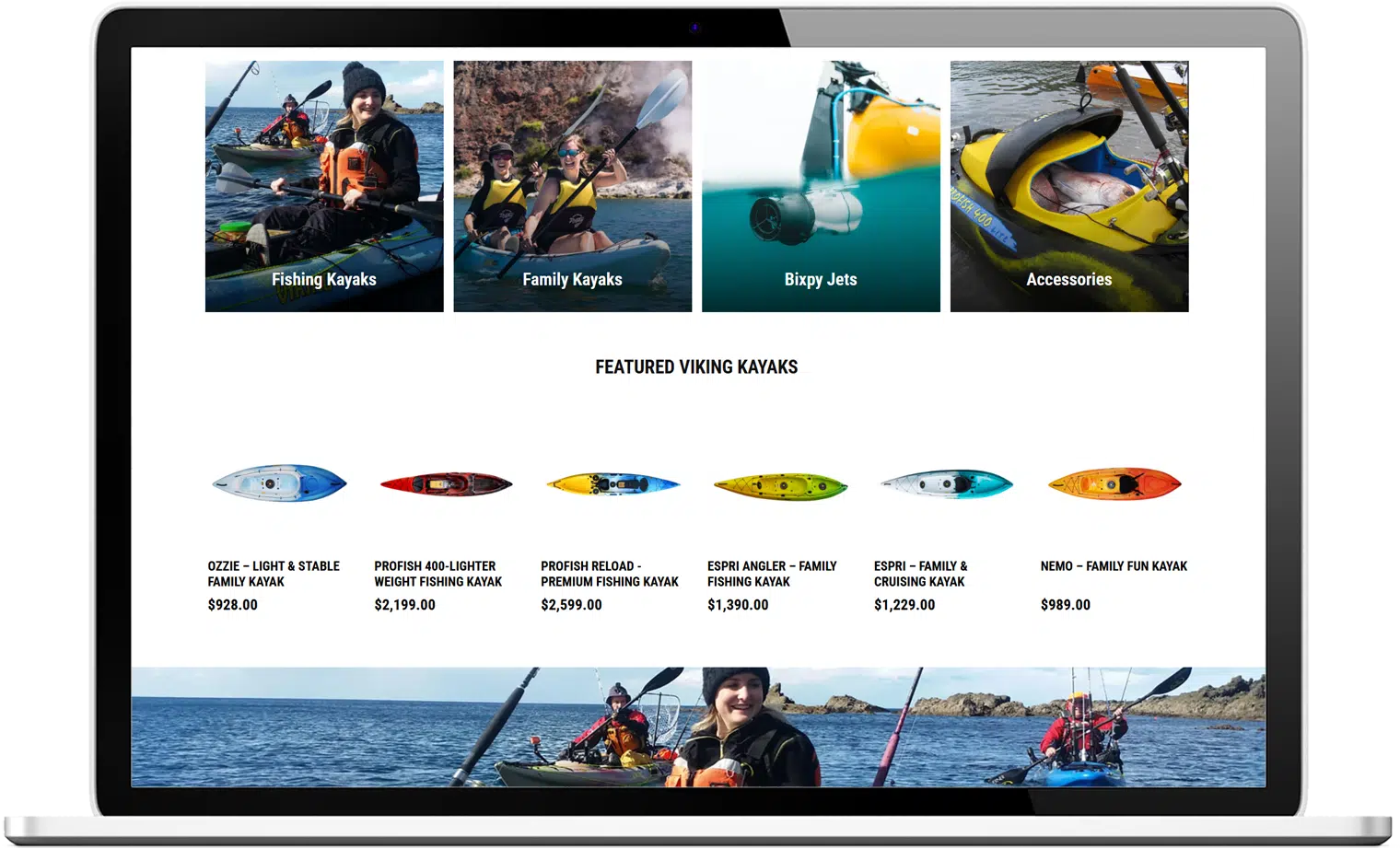 Viking kayaks website design-desktop Viking kayaks website design-desktop