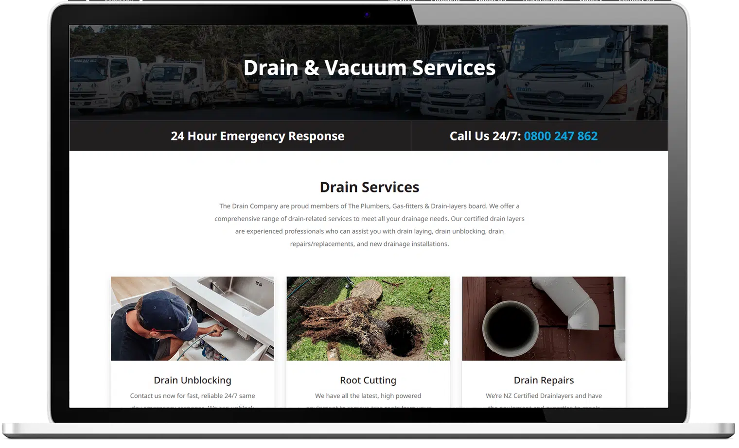 The drain company website design-desktop