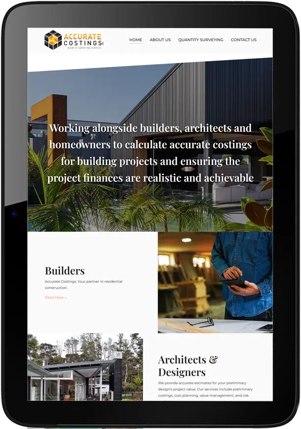 Accurate costings website design - tablet Accurate costings website design - tablet
