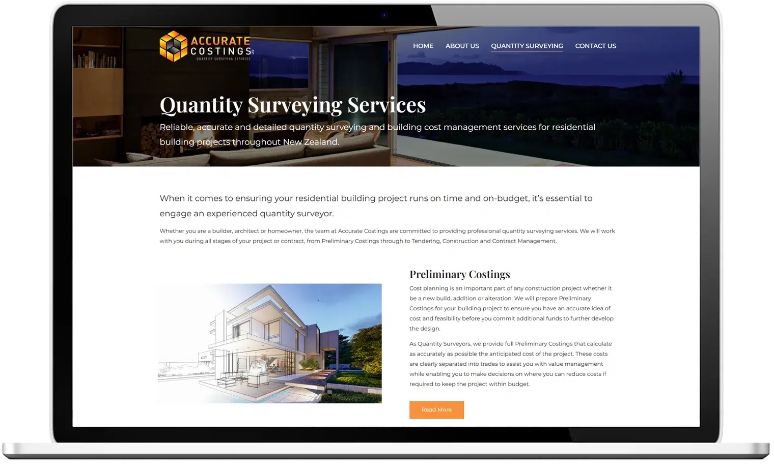 Accurate costings website design-desktop Accurate costings website design-desktop